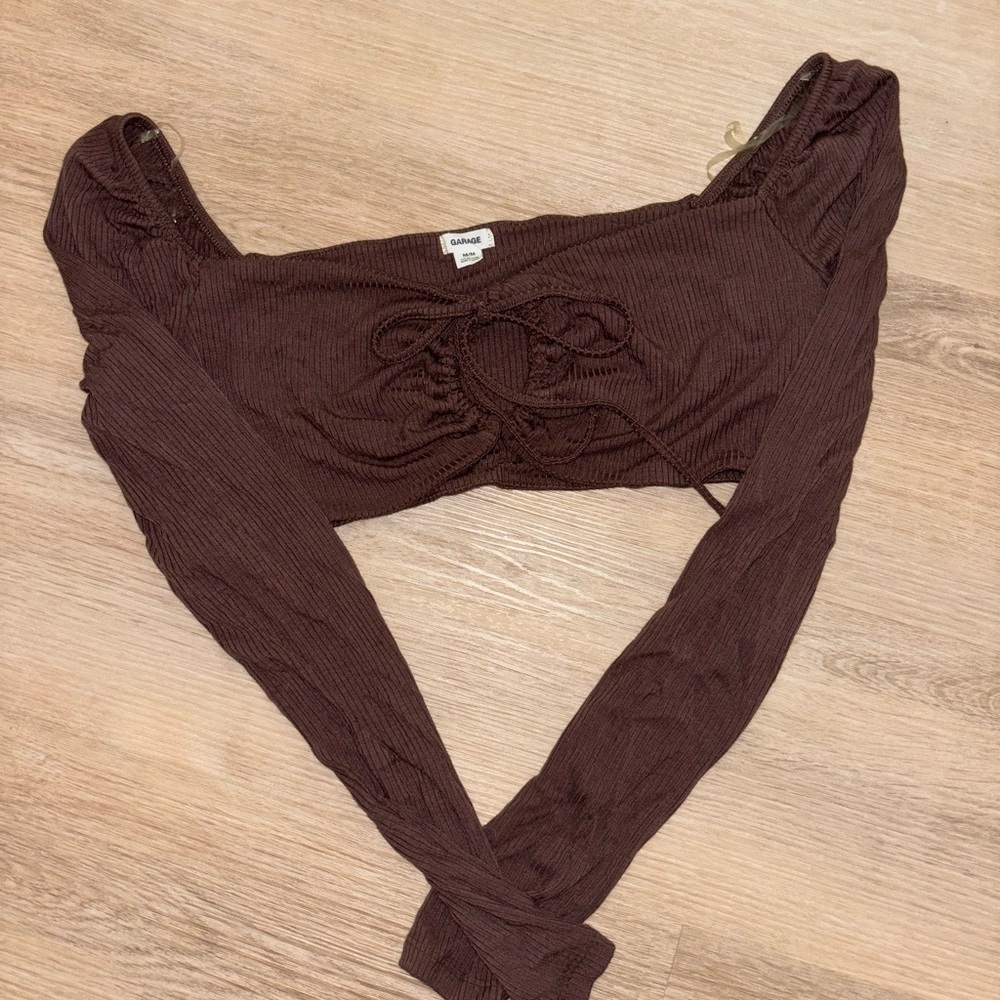 Garage Chocolate Ribbed Crop Top